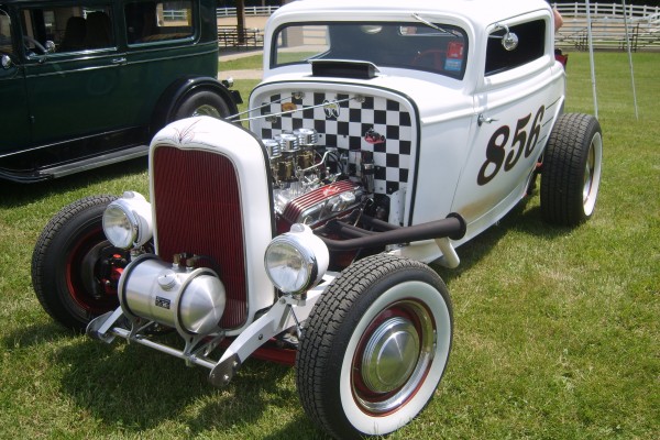 white checkerboard hot rod ford