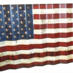 corrugated metal flag sign