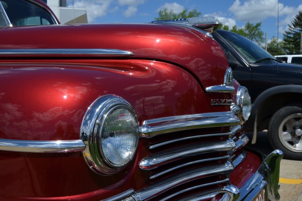 front grille and headlight on a antique plymouth coupe