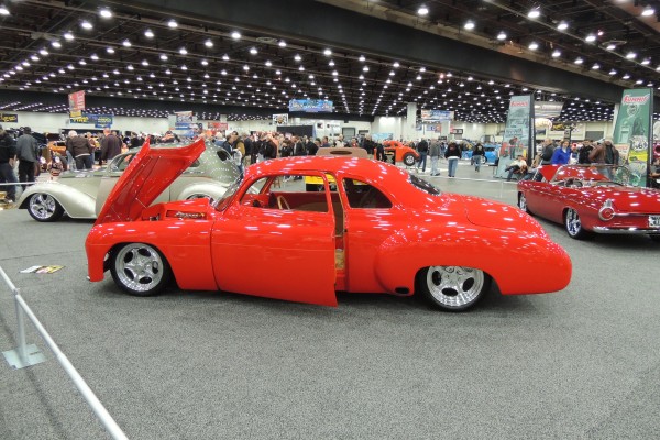 red lowered hot rod show car
