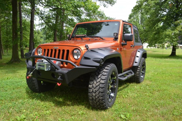 front quarter shot of a customized jeep wrangler JK