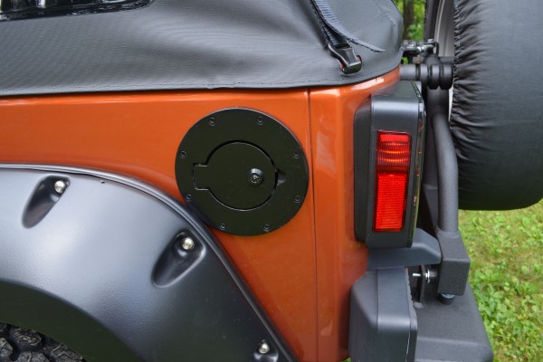 custom billet fuel door on a jeep wrangler jk