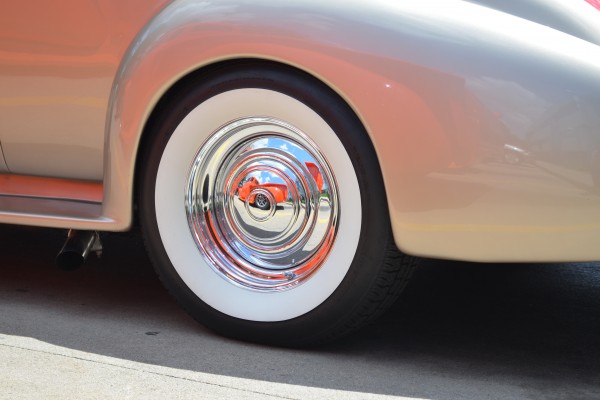 Custom whitewall wheel on hot rod