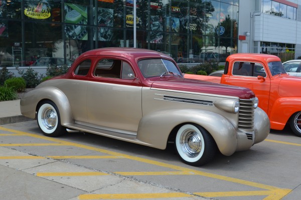 vintage 1937 oldsmobile hot rod, front