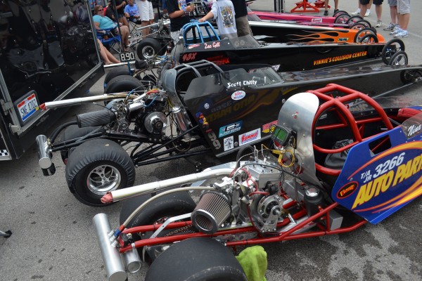 jr dragsters lined up prior to a race