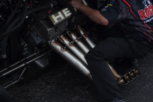 hemi exhaust zoomie headers on a nhra drag race car