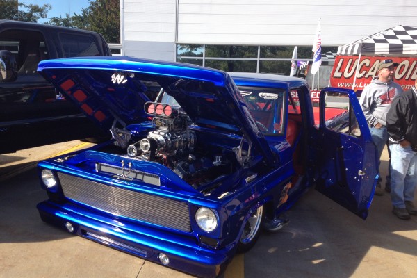 custom blue hotrod truck