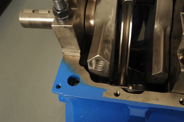 clearance near corner of engine block on a Ford 598 Big Block