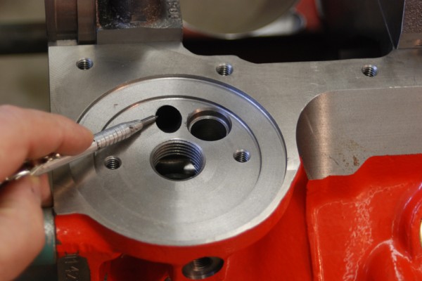 inspecting oil gallies on oil filter