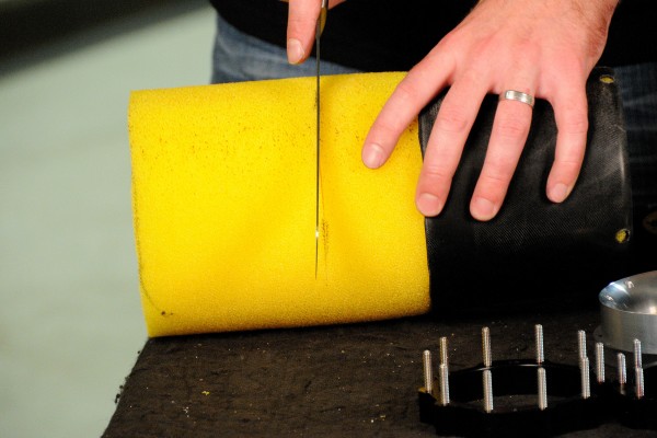 cutting foam fuel pump baffle