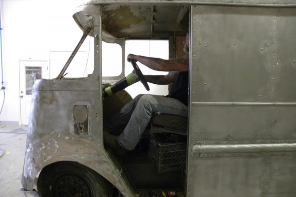 test sizing cabin in a hot rod 1949 chevy kurbmaster step van