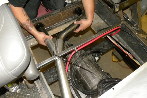 routing exhaust in a custom hot rod truck