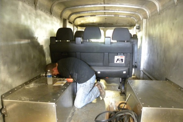 fabricating interior of a 1949 chevy kurbmaster step van