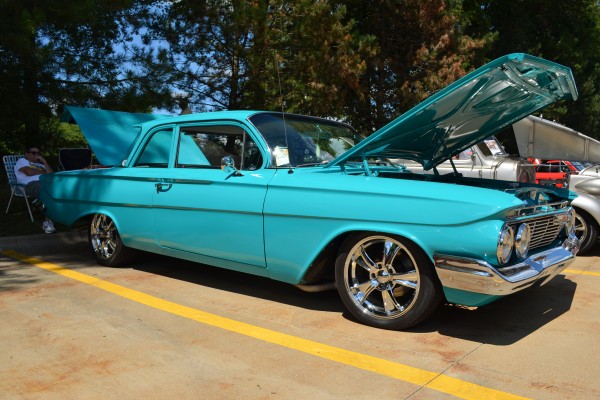 custom gm 1960s era coupe at car show, 2013