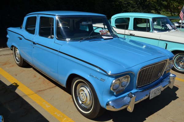 vintage blue Studebaker lark sedan