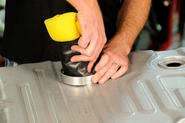 putting foam fuel baffle into a car gas tank