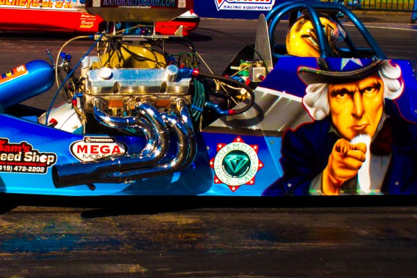 uncle sam paint scheme on a rail dragster