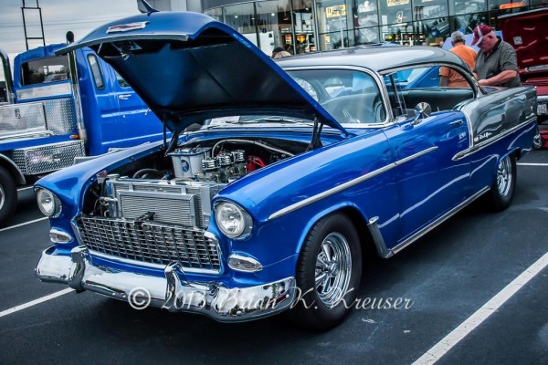 hot rodded 1955 chevy bel air with tri power and cragar s/s wheels