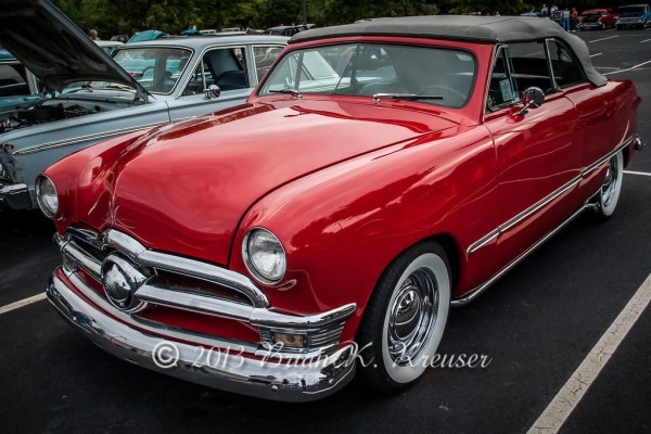 custom red ford shoebox convertible coupe