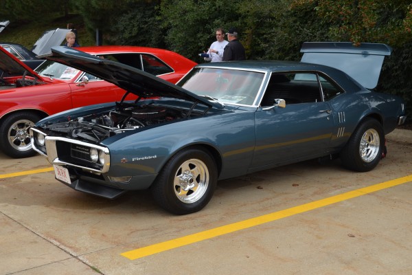 blue 1968 pontiac firebird hardtop coupe with custom wheels
