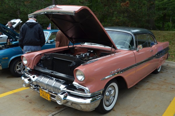 pink 1957 pontiac chieftain coupe