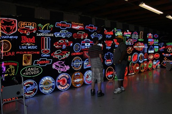 neon signs displayed at Corvettes at Carlisle, 2013