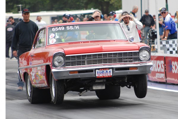 chevy ii nova launching at dragstrip