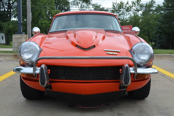 front bumper and headlight shot of a 1969 triumph spitfire Mk. III GT6+