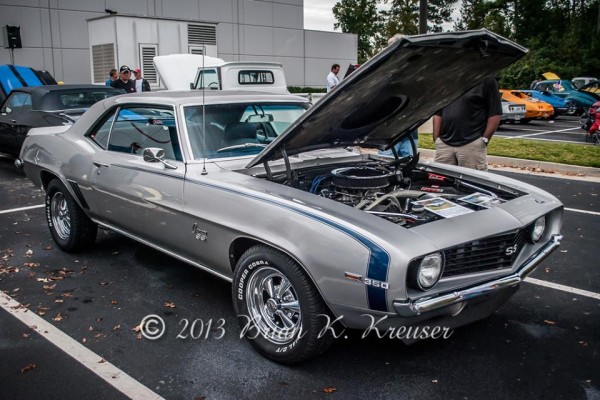 silver 1969 chevy camaro SS 350 at car show