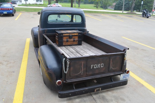 rear view of truck bed of a vintage 1951 ford pickup