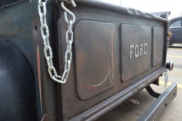 rear tailgate of a vintage 1951 ford pickup truck