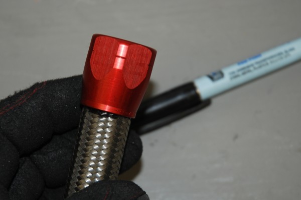 close up of a fitting on a hose end