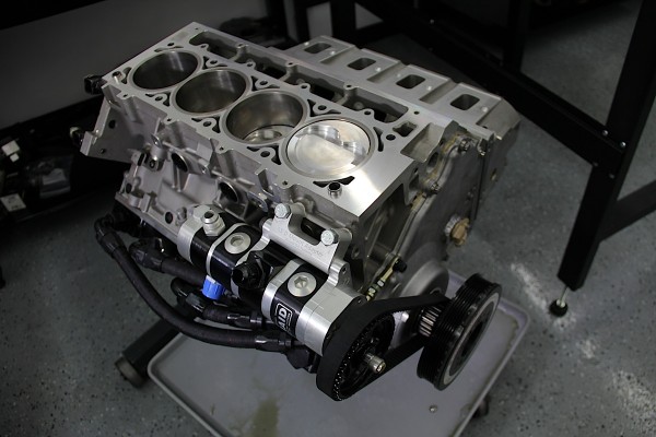 RHS 502 short block on engine stand