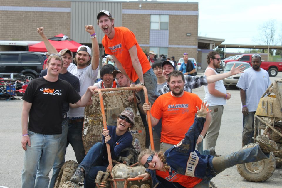 illinois formula baja student racing team poses with car