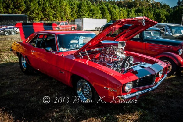 pro street 1969 chevy camaro z/28 with supercharged engine and blower scoop