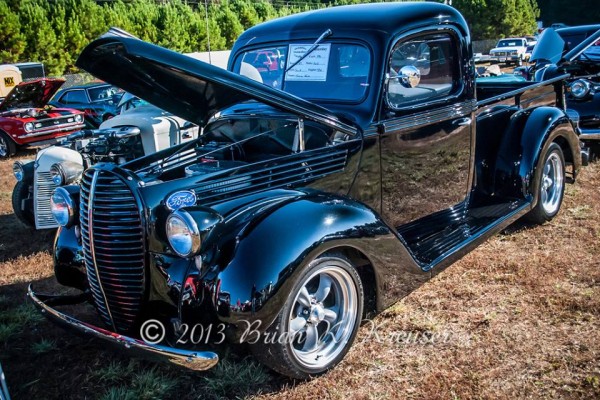 vintage prewar ford truck custom hotrod at a local cruise in car show