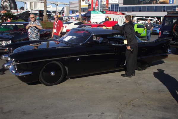 lowered custom 1950s era cadillac coupe