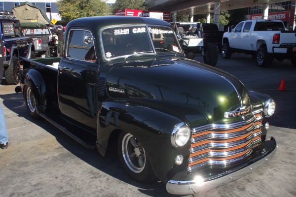 vintage custom chevy 3100 pickup truck displayed at SEMA 2013