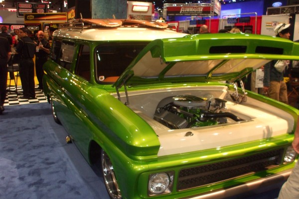 custom chevy suburban surf wagon displayed at SEMA 2013