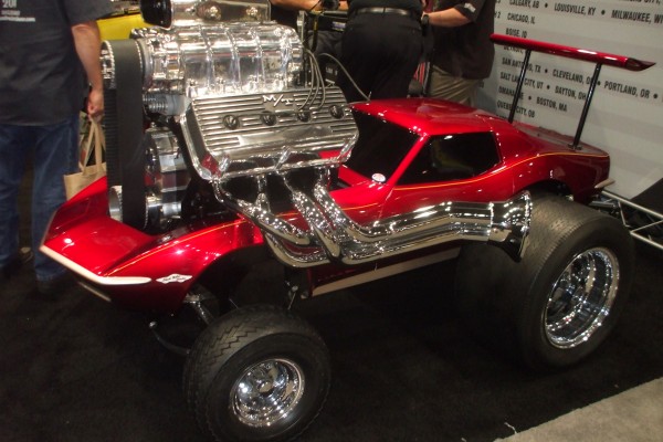 Corvette mini push car with a massive supercharged Hemi V8