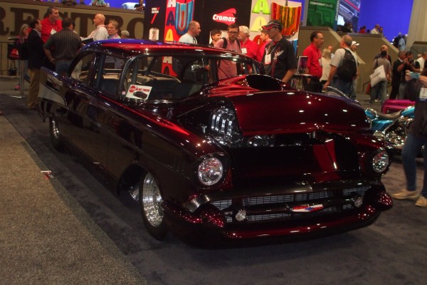 custom 1957 chevy supercharged show car displayed at SEMA 2013