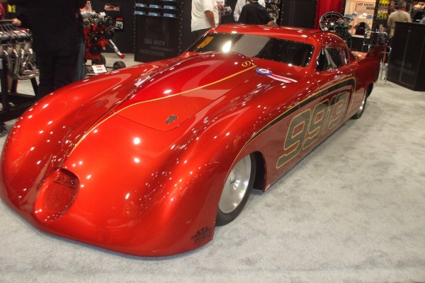 bonneville salt flats streamliner racer displayed at SEMA 2013