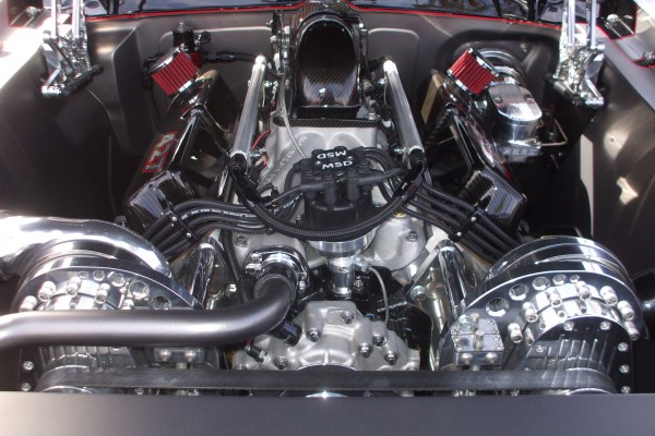 engine bay of a mercury cougar Pro Touring restomod