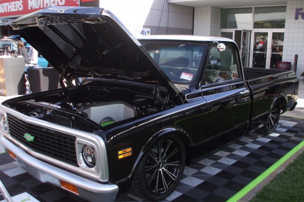 Customized Chevy C10 Squarebody lowrider pickup truck at SEMA 2013