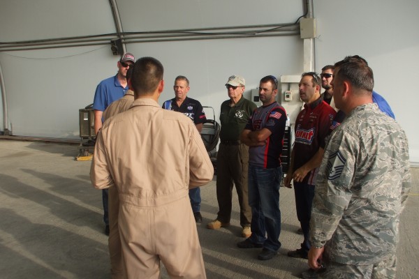 nhra drivers getting a military exhibition tour during overseas visit