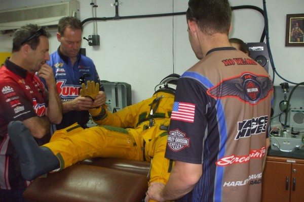 nhra drivers getting a military exhibition tour during overseas visit