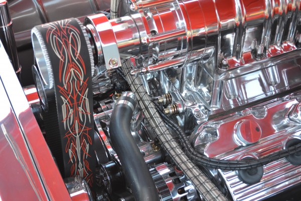Pinstriped belt on a supercharger