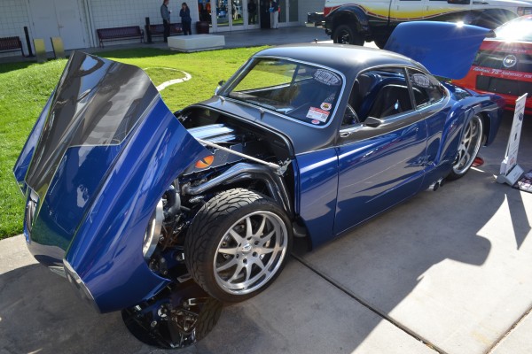 front engine karmann ghia custom show car on display at SEMA 2023