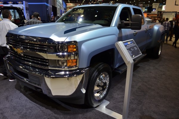 Chevy silverado late model truck displayed at SEMA 2013
