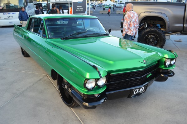 green custom cadillac coupe displayed at SEMA 2013